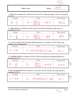 Ohm`s Law Worksheet Key