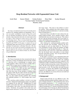 Deep Residual Networks with Exponential Linear Unit