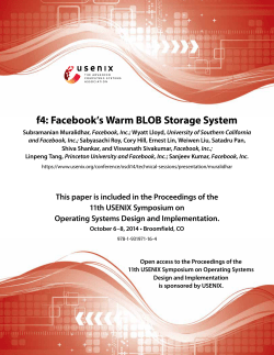 f4: Facebook`s Warm BLOB Storage System