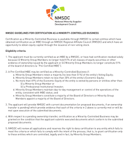Guidelines for Certification as a Minority Controlled Business