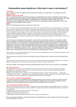 Sustainability seeks Equilibrium: What does it mean to