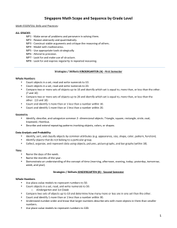 Singapore Math Scope and Sequence by Grade Level