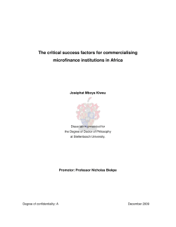 The critical success factors for commercialising microfinance