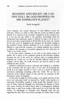 reading and belief: or can one still be god