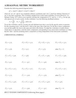 A DIAGONAL METRIC WORKSHEET