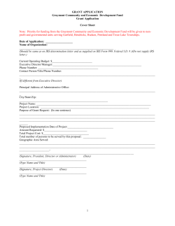 GRANT APPLICATION Graymont Community and Economic