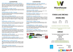 fitness class timetable opening times contact