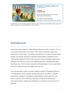 Introduction - Saskatchewan African Canadian Heritage Museum