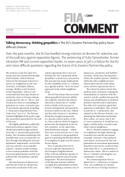 Talking democracy, thinking geopolitics > The EU`s Eastern