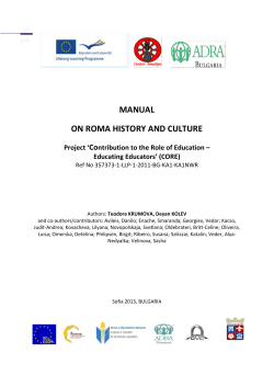 MANUAL ON ROMA HISTORY AND CULTURE