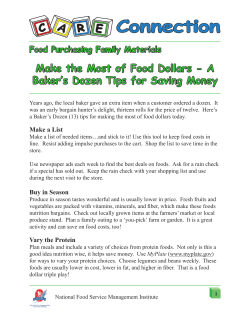 Make the Most of Food Dollars - A Baker`s Dozen Tips for