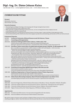curriculum vitae - Dipl.-Ing. Dr. Dieter Johann Kainz