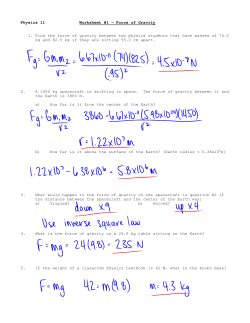 Physics 11 Worksheet #1 - Force of Gravity 1. Find the force of