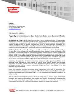 Taylor Dynamometer Acquires Dyne Systems to Better Serve