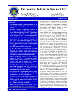 The Securities Industry in New York City