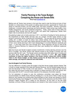 Family Planning in the Texas Budget: Comparing the House and