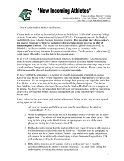 Dear Cuesta Student Athletes and Parents, Cuesta Athletics abides
