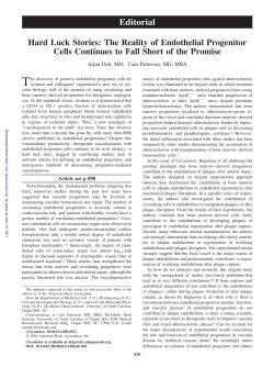 Hard Luck Stories: The Reality of Endothelial Progenitor Cells
