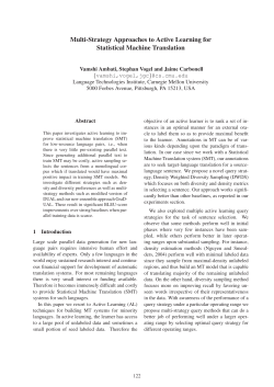 Multi-strategy approaches to active learning for statistical machine