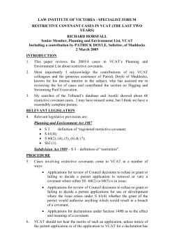 Restrictive Covenant cases in VCAT 2003/2004