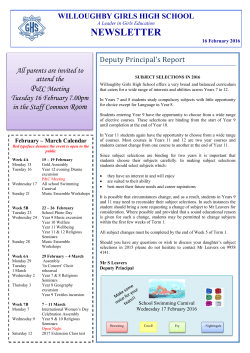 NEWSLETTER - Willoughby Girls High School