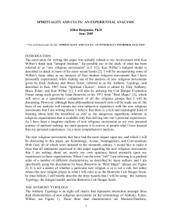 Spirituality and Cults - Center for Integral Science