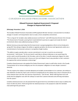 Oilseed Processors Applaud Government`s Proposed Changes to