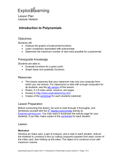 Introduction to Polynomials