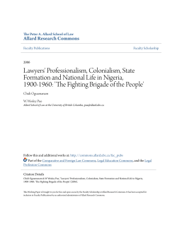 Lawyers` Professionalism, Colonialism, State Formation and