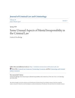 Some Unusual Aspects of Mental Irresponsibility in the Criminal Law