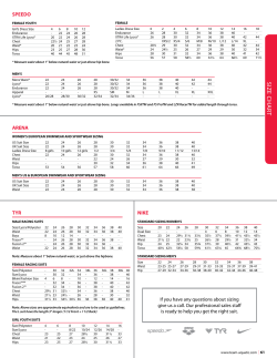 Sizing Chart - Team Aquatic Supplies