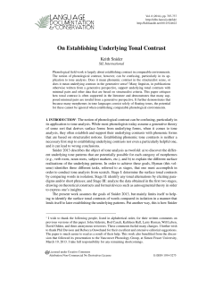 On Establishing Underlying Tonal Contrast