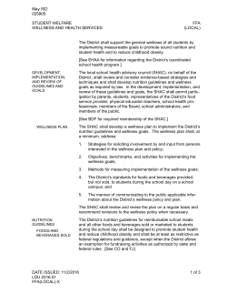 student welfare - wellness and health services