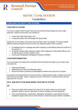 SEPTIC TANK SYSTEM Guidelines