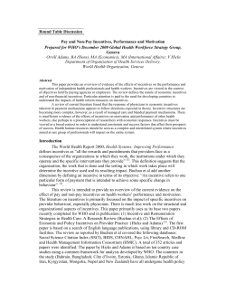 Pay and Non-Pay Incentives, Performance and Motivation