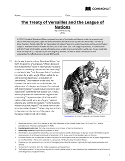 CommonLit | The Treaty of Versailles and the League of Nations