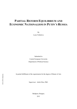 partial reform equilibrium and economic nationalism in putin&acute;s russia