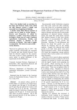 Nitrogen, Potassium and Magnesium Nutrition of