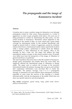 The propaganda and the image of Kumanova incident