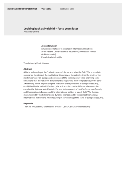 Looking back at Helsinki &ndash; forty years later