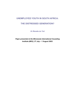 Unemployed youth in South Africa: the distressed generation?