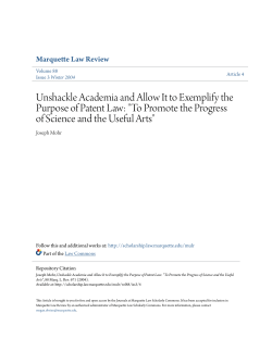 Unshackle Academia and Allow It to Exemplify the Purpose of Patent