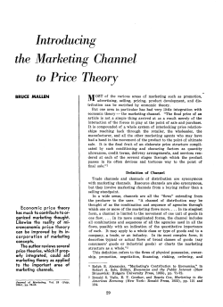 Introducing the Marketing Channel to Price Theory - AMA