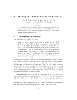 1 Entropy of Convolutions on the Circle, I