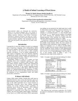 A Model of Infant Learning of Word Stress