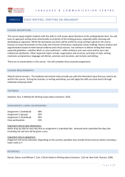HW0223 ESSAY WRITING: CRAFTING AN ARGUMENT