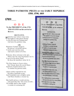 "Ode to the President of the United States," and songs, 1789, 1798