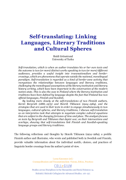Self-translating: Linking Languages, Literary Traditions and