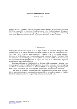 Gapping in European Portuguese Gonçalo Silva Gapping has been