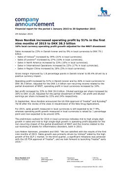 Novo Nordisk increased operating profit by 51% in the first nine